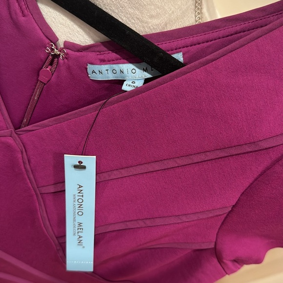 Purple plum fitted dress with thick knit and structured design - Picture 4 of 7